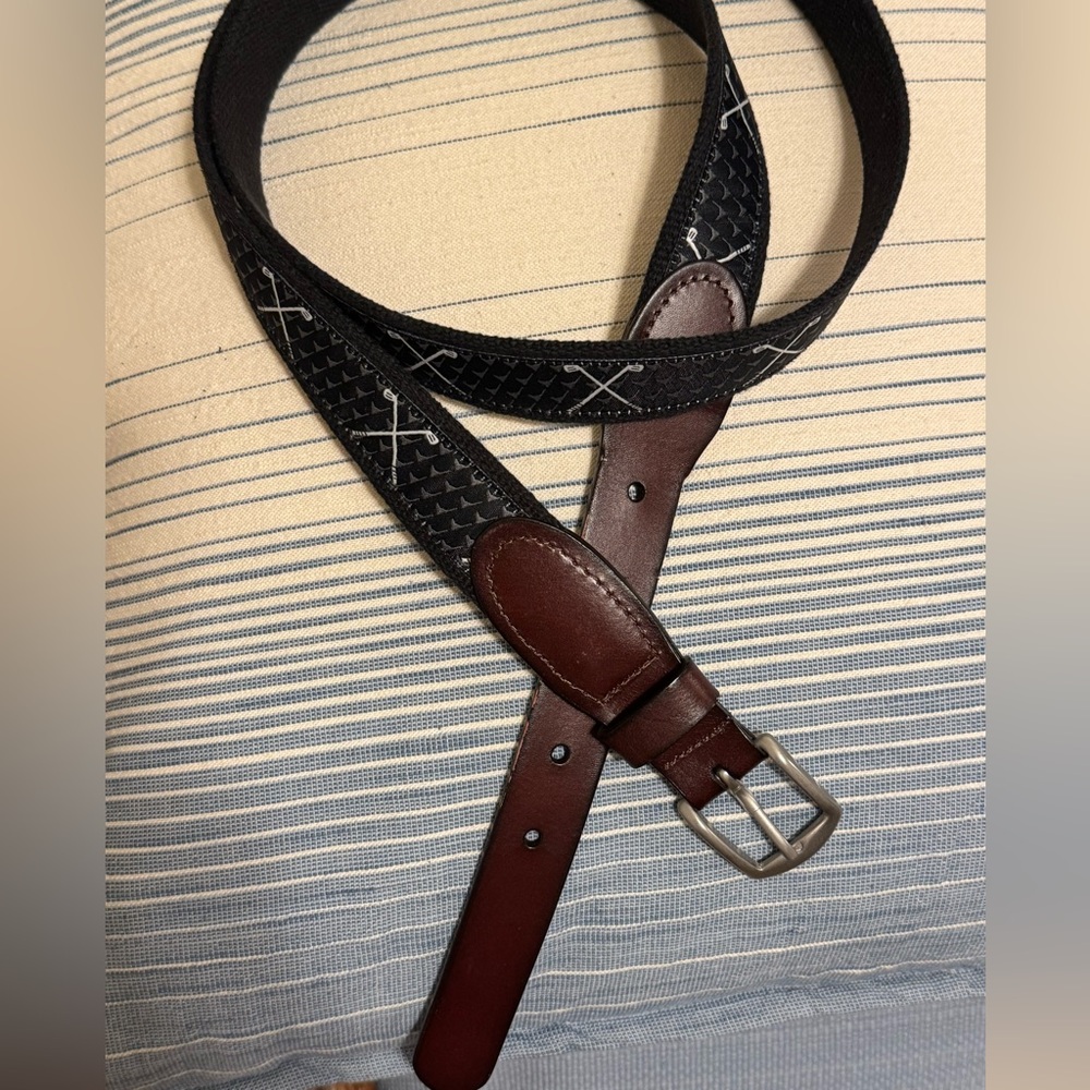 Preppy Golf Ribbon Belt Black and Gray Size 44-48